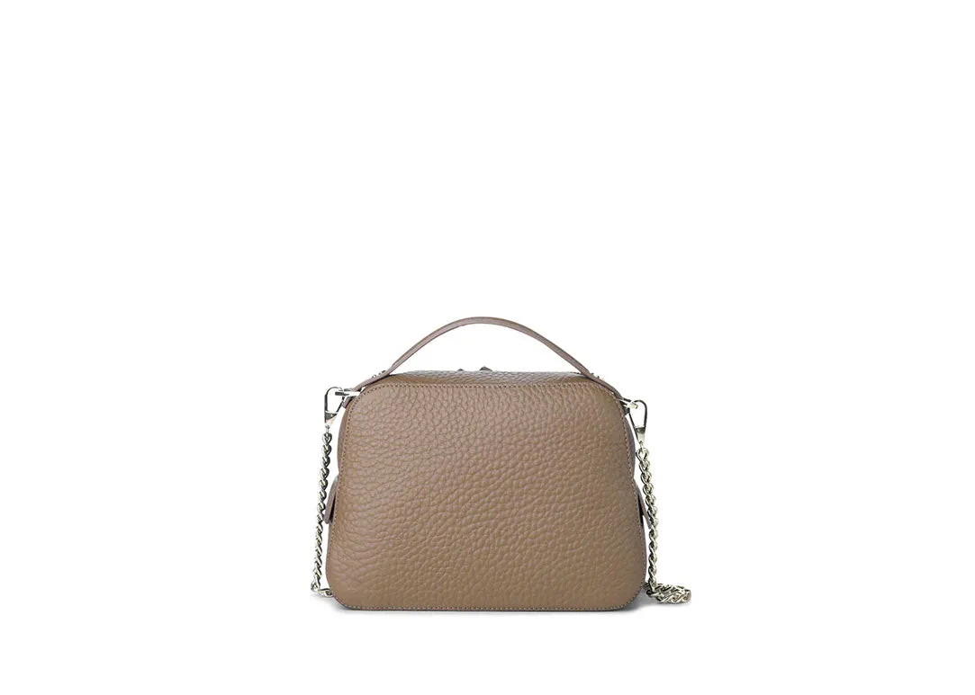 Mini Bag Umhängetasche Taupe aus Leder