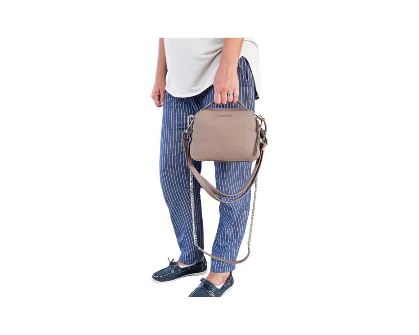 Mini Bag Umhängetasche Taupe aus Leder