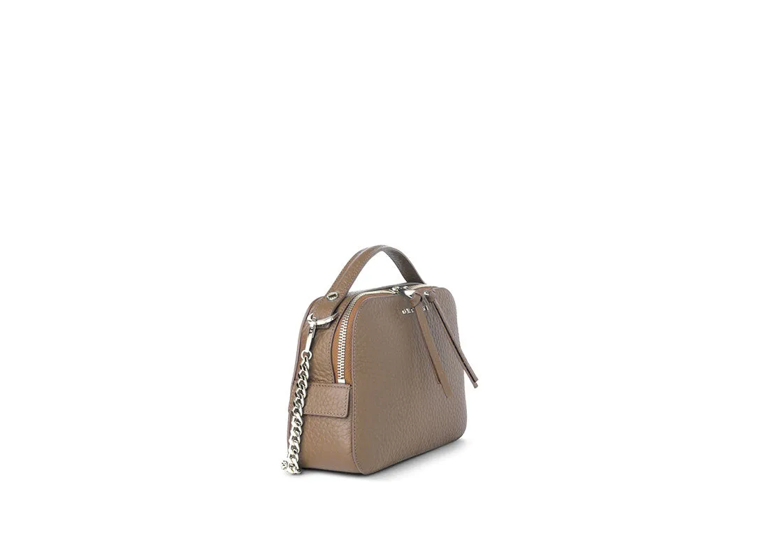 Mini Bag Umhängetasche Taupe aus Leder