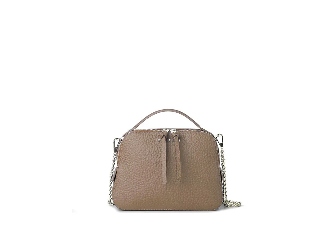 Mini Bag Umhängetasche Taupe aus Leder