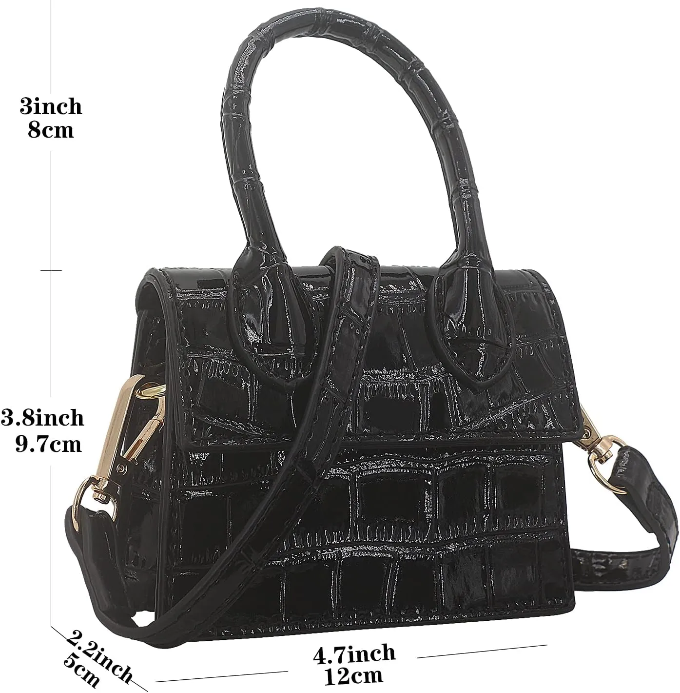 Mini Crossbody Bag for Women Girls Synthetic Leather Flap Purse Styling Top-Handle Clutch Handbag