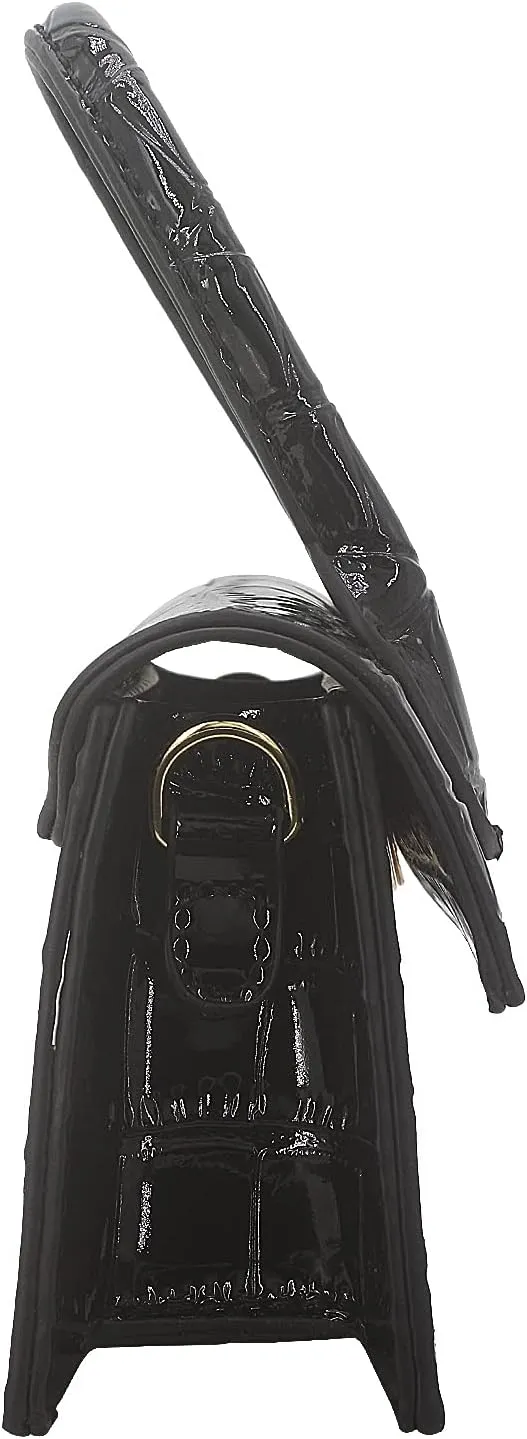 Mini Crossbody Bag for Women Girls Synthetic Leather Flap Purse Styling Top-Handle Clutch Handbag