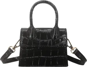 Mini Crossbody Bag for Women Girls Synthetic Leather Flap Purse Styling Top-Handle Clutch Handbag
