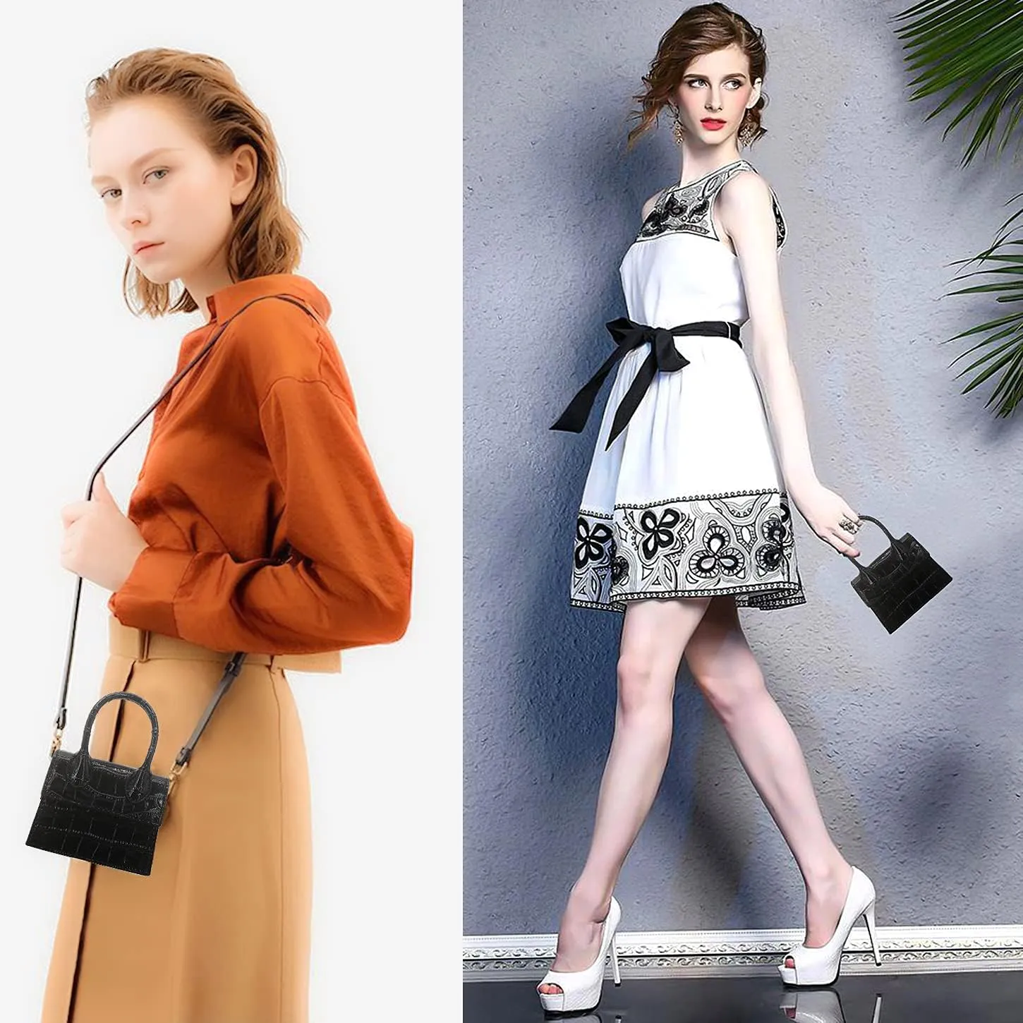 Mini Crossbody Bag for Women Girls Synthetic Leather Flap Purse Styling Top-Handle Clutch Handbag