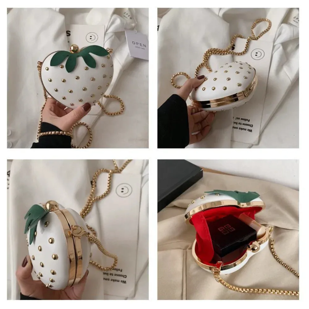 Mini Cute Strawberry Shape Purse Women Chain Shoulder Bag Fashion Flap Handbag Girl Creative Messenger Tote Clutch Bag