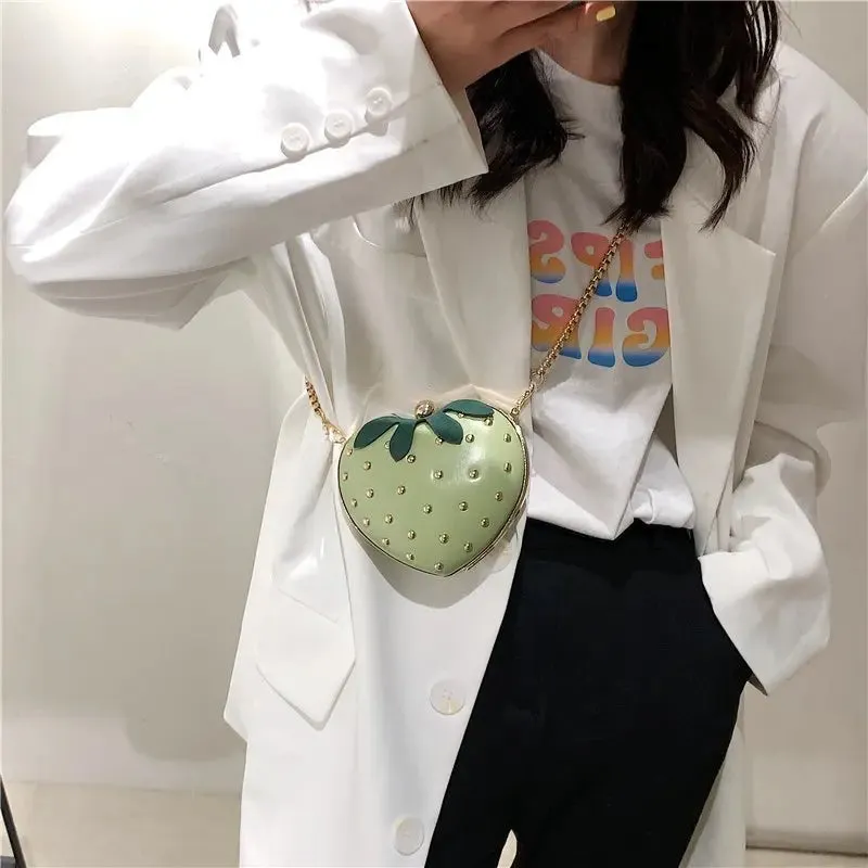 Mini Cute Strawberry Shape Purse Women Chain Shoulder Bag Fashion Flap Handbag Girl Creative Messenger Tote Clutch Bag