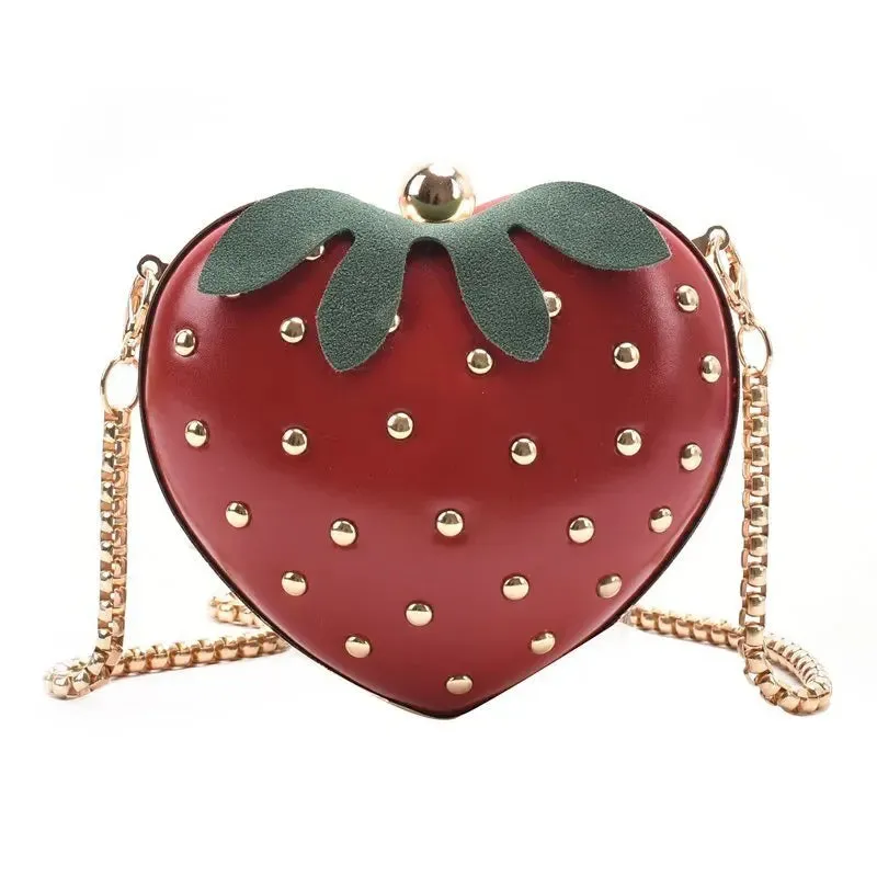Mini Cute Strawberry Shape Purse Women Chain Shoulder Bag Fashion Flap Handbag Girl Creative Messenger Tote Clutch Bag