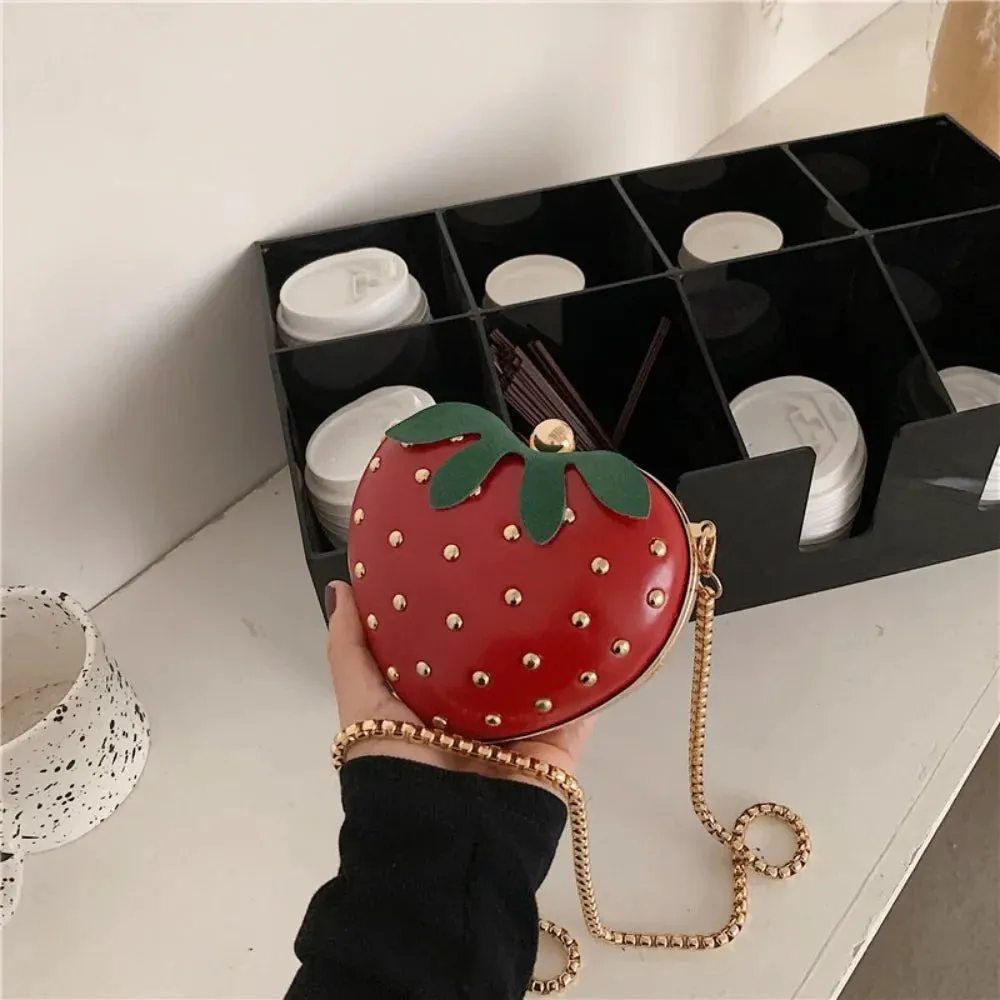 Mini Cute Strawberry Shape Purse Women Chain Shoulder Bag Fashion Flap Handbag Girl Creative Messenger Tote Clutch Bag
