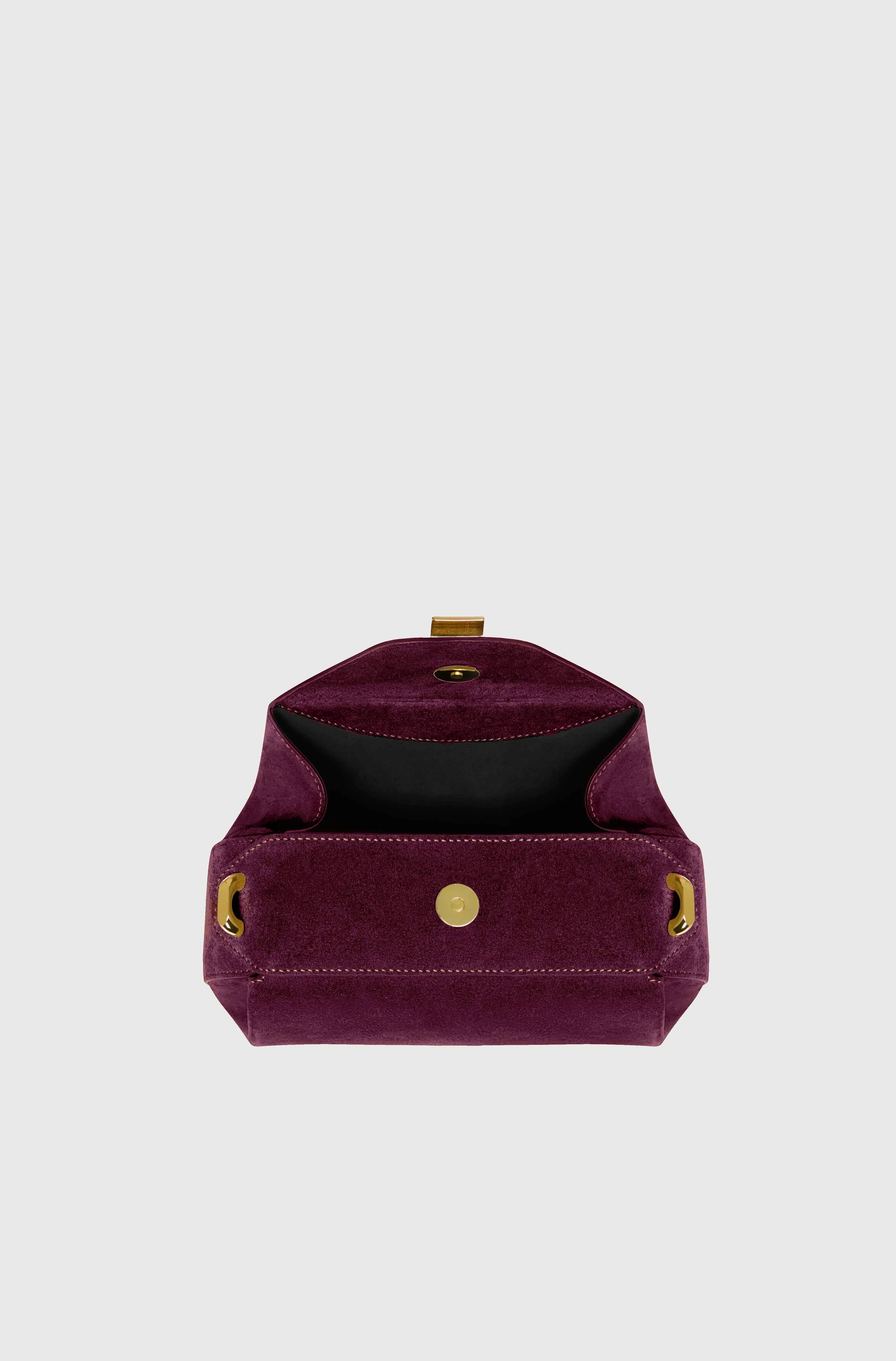 MINI OYSTER CLUTCH - WINE SUEDE