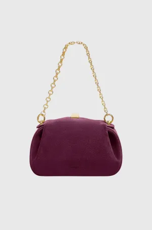 MINI OYSTER CLUTCH - WINE SUEDE