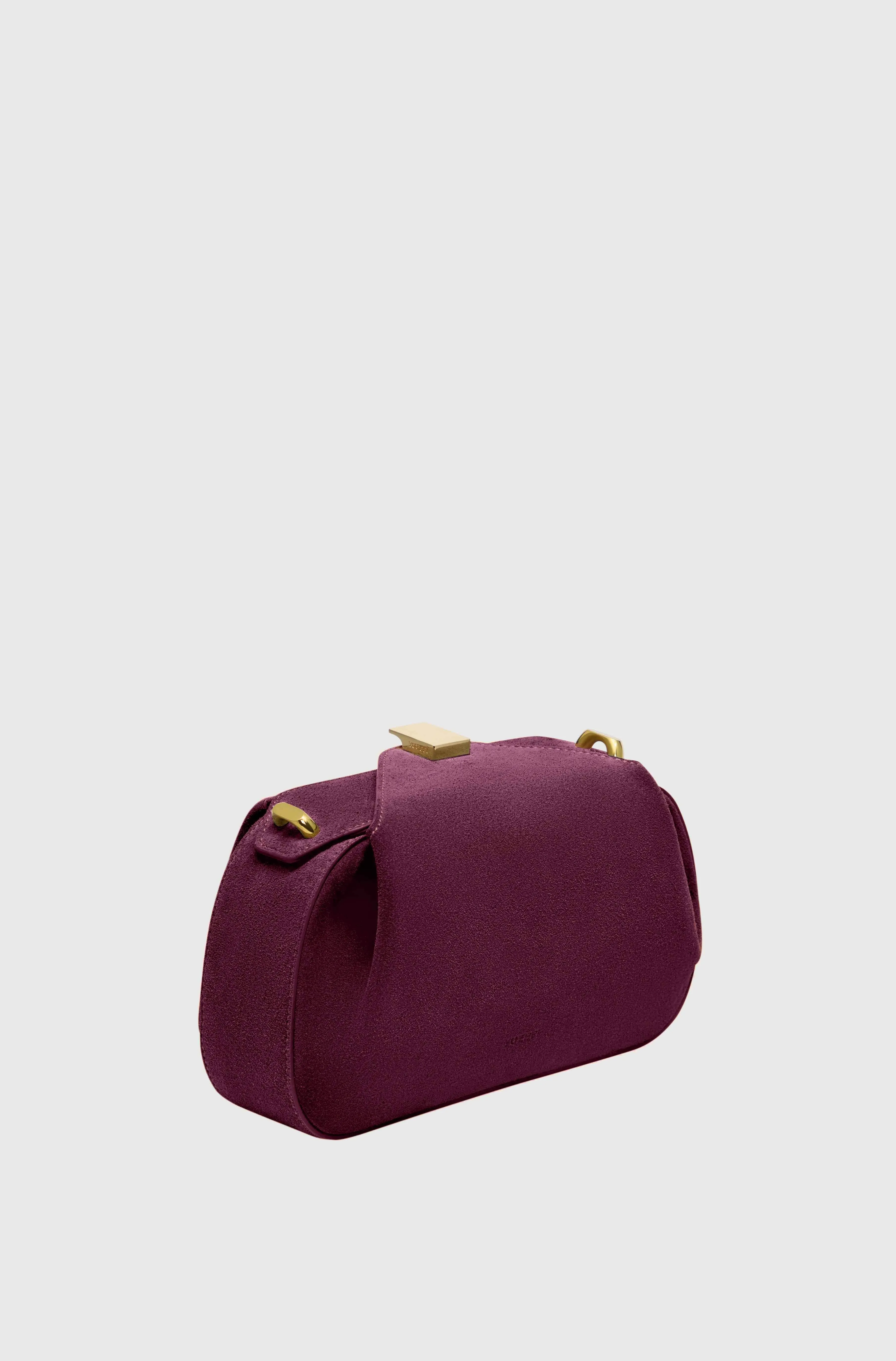 MINI OYSTER CLUTCH - WINE SUEDE