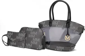 MKF Collection Shoulder Bag for Women, Crossbody Purse & Wristlet: PU Leather Satchel Pocketbook 3 PCs Handbag Set