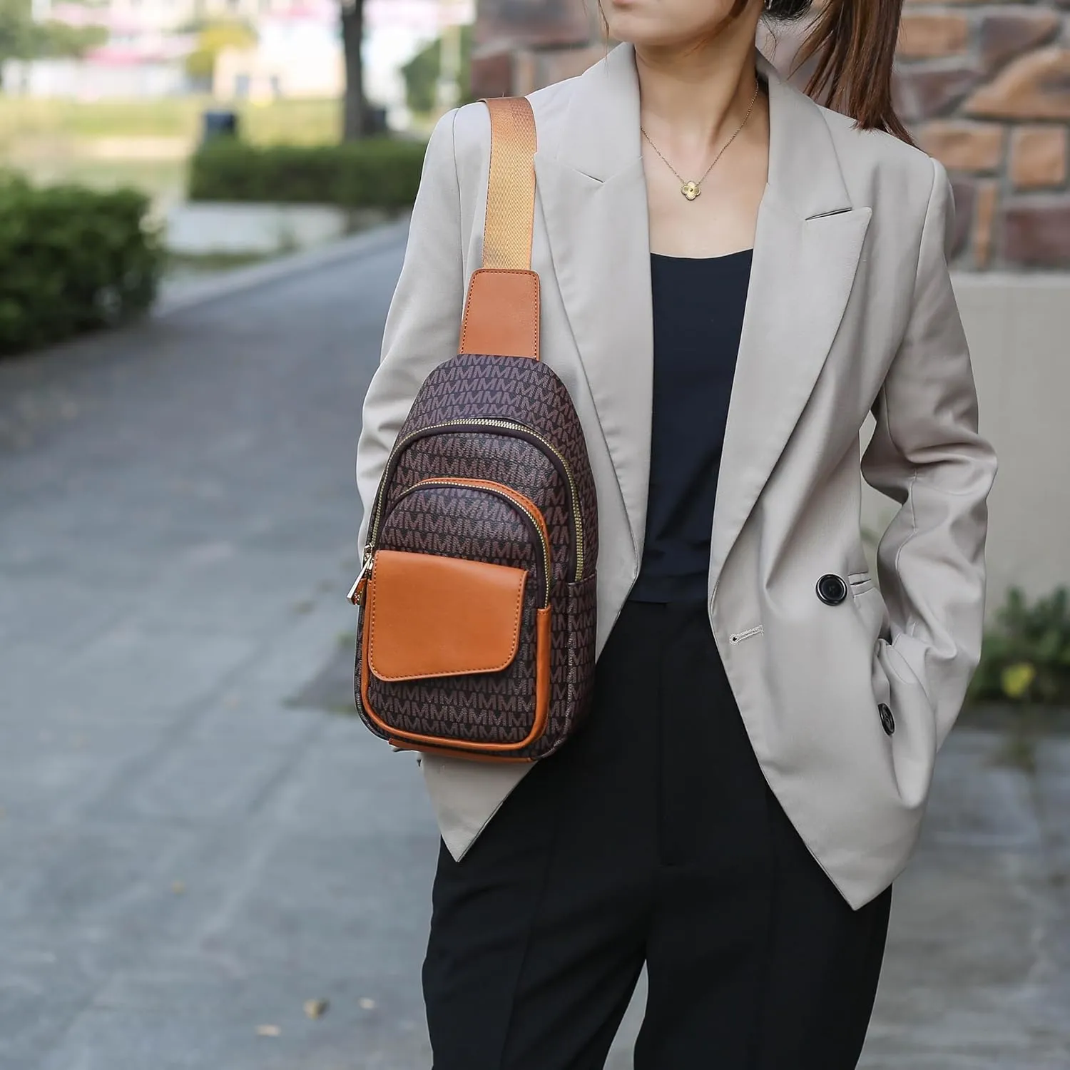MKF Collection Sling Bag for Women, Trendy Shoulder bag Crossover Backpack Purses Fanny Pack