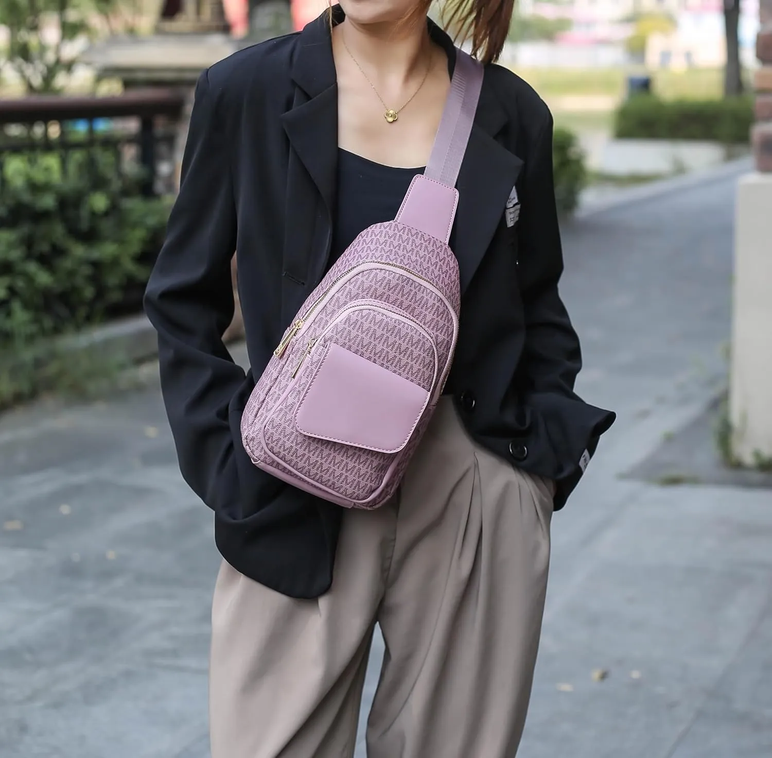 MKF Collection Sling Bag for Women, Trendy Shoulder bag Crossover Backpack Purses Fanny Pack