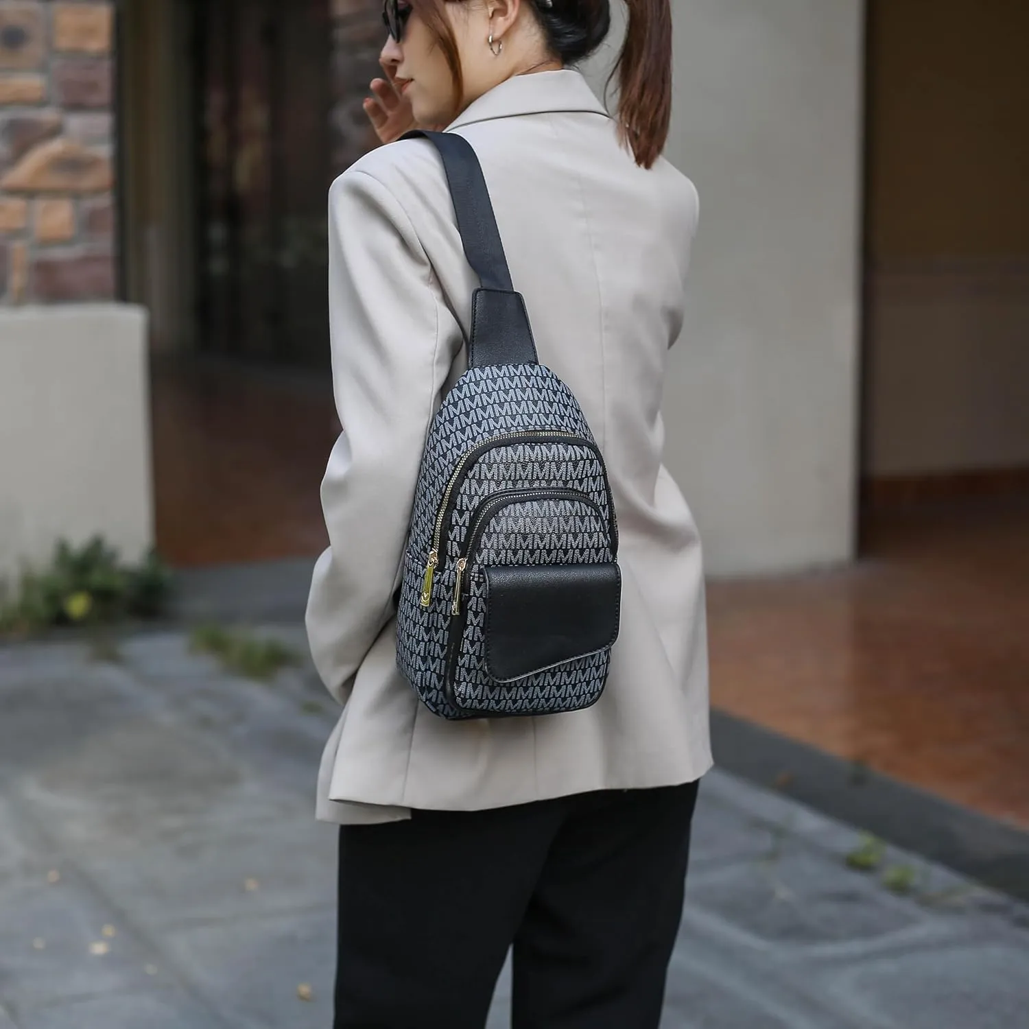 MKF Collection Sling Bag for Women, Trendy Shoulder bag Crossover Backpack Purses Fanny Pack