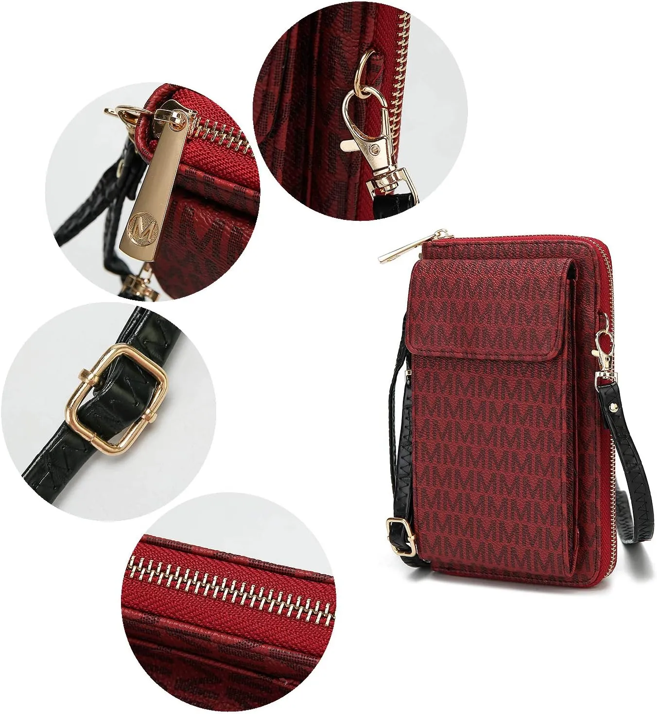 MKF CollectionCrossbody Cellphone Handbag for Women Wallet Purse – PU Leather Multi Pockets Clutch Bag, Wristlet Strap