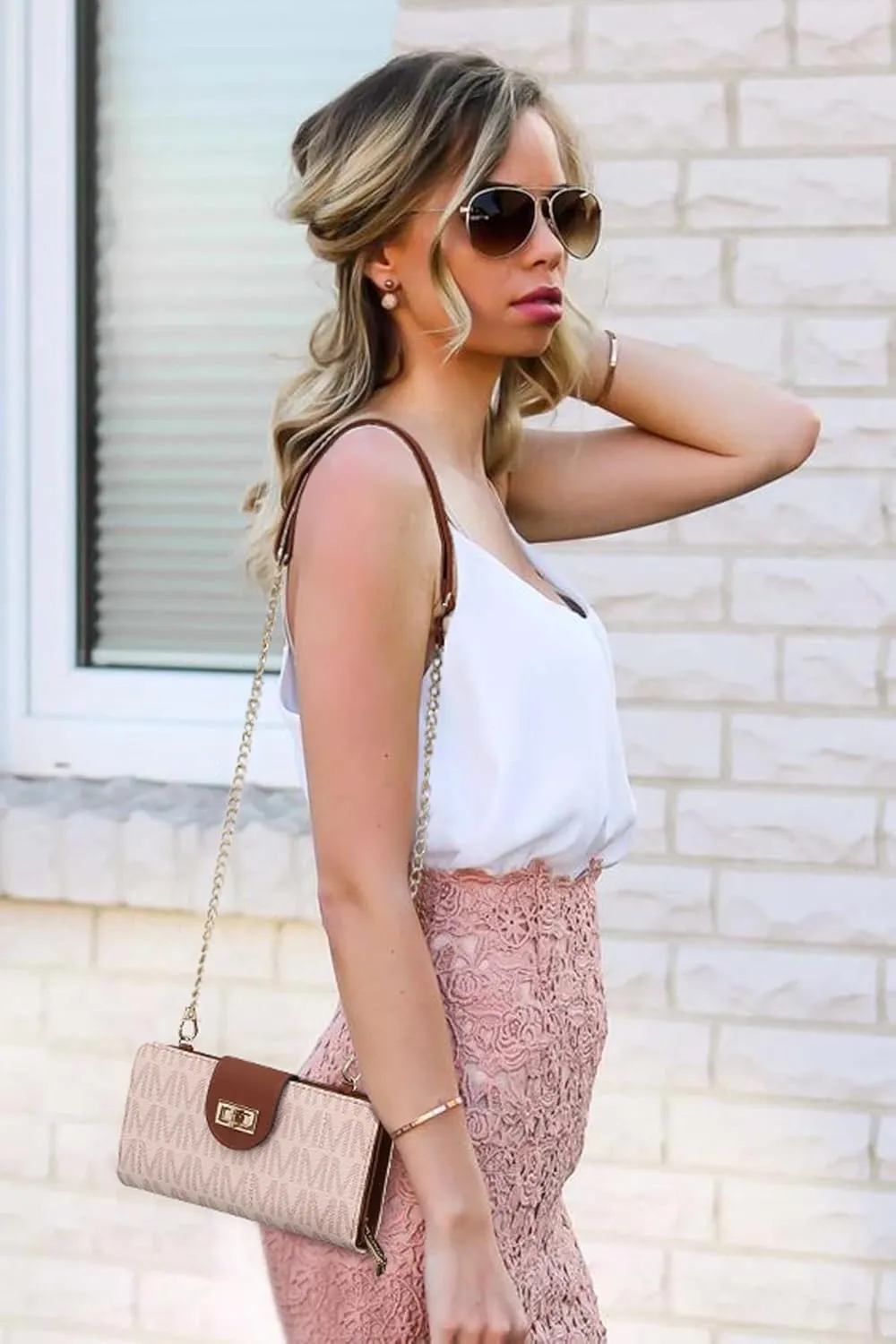 MKP COLLECTION Women Fashion Small Crossbody Shoulder Bag Cell Phone Zip Wallet Purse and Handbags Clutch Credit Card Holder with Chain Strap
