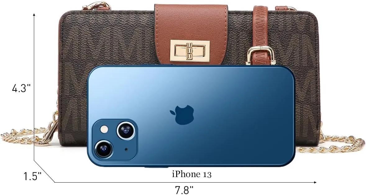 MKP COLLECTION Women Fashion Small Crossbody Shoulder Bag Cell Phone Zip Wallet Purse and Handbags Clutch Credit Card Holder with Chain Strap