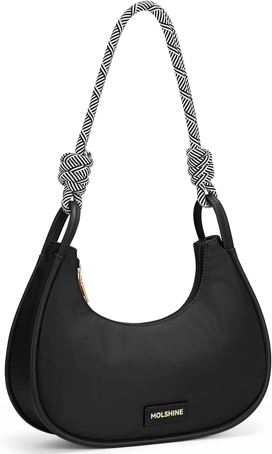 molshine Crescent Handbag, Nylon Shoulder Bag, Armpit Bag, Fashion Clutch Purse for Women Lady Model Outdoor