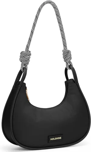 molshine Crescent Handbag, Nylon Shoulder Bag, Armpit Bag, Fashion Clutch Purse for Women Lady Model Outdoor