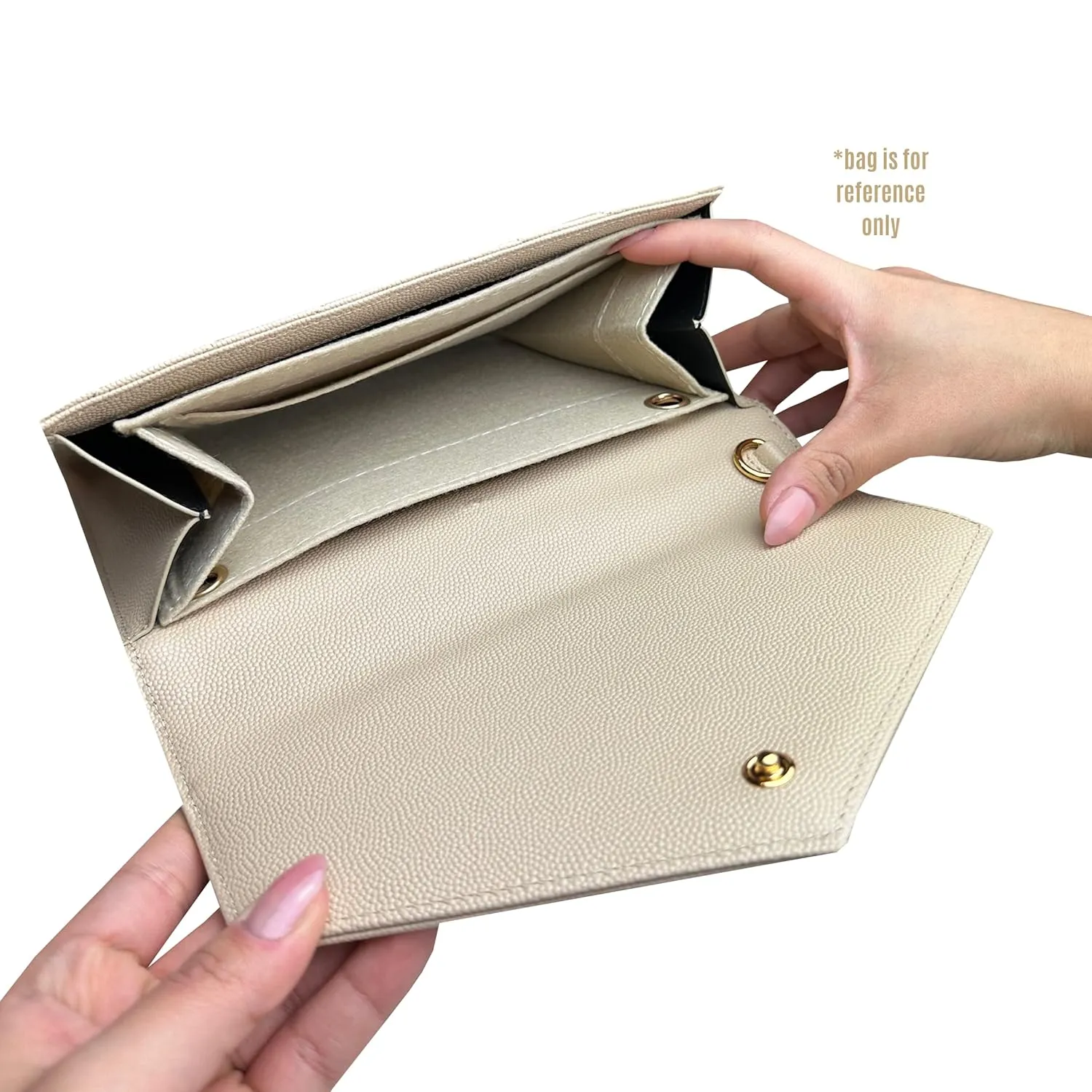 Monogram Clutch Conversion Kit with Gold Chain Wristlet Insert Wallet on Chain Cassandre Clutch Insert (Beige, Chain 9 - Gold)
