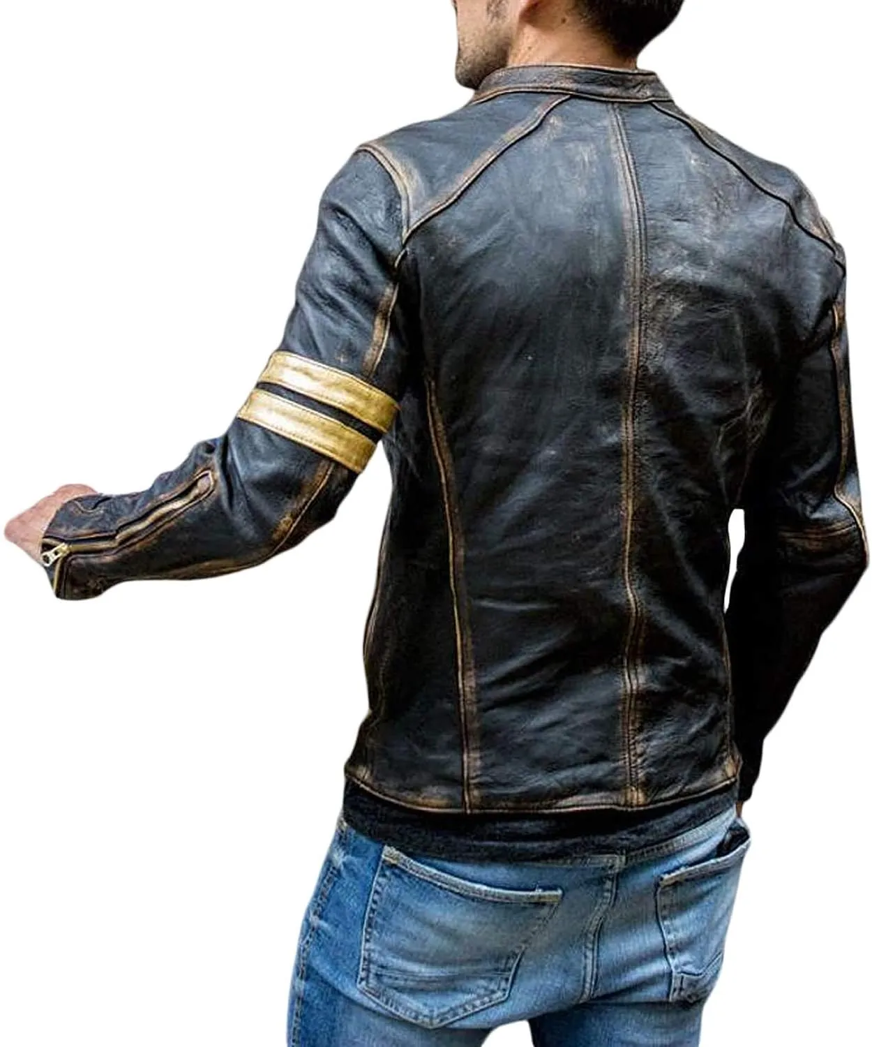 Motorcycle Black Leather Jacket Men - Vintage Biker Cafe Racer Real Lambskin Black Mens Motorcycle Jackets