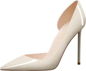 MSONLYDN Patent Heels Casual Women Leather Heels and Pumps Stiletto High Heels Pumps Comfortable Sexy for Wedding Shoes 4 inch