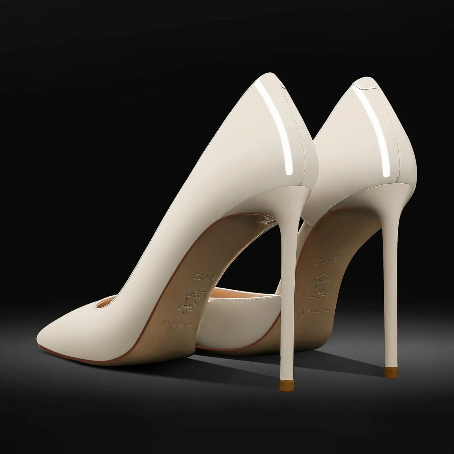 MSONLYDN Patent Heels Casual Women Leather Heels and Pumps Stiletto High Heels Pumps Comfortable Sexy for Wedding Shoes 4 inch