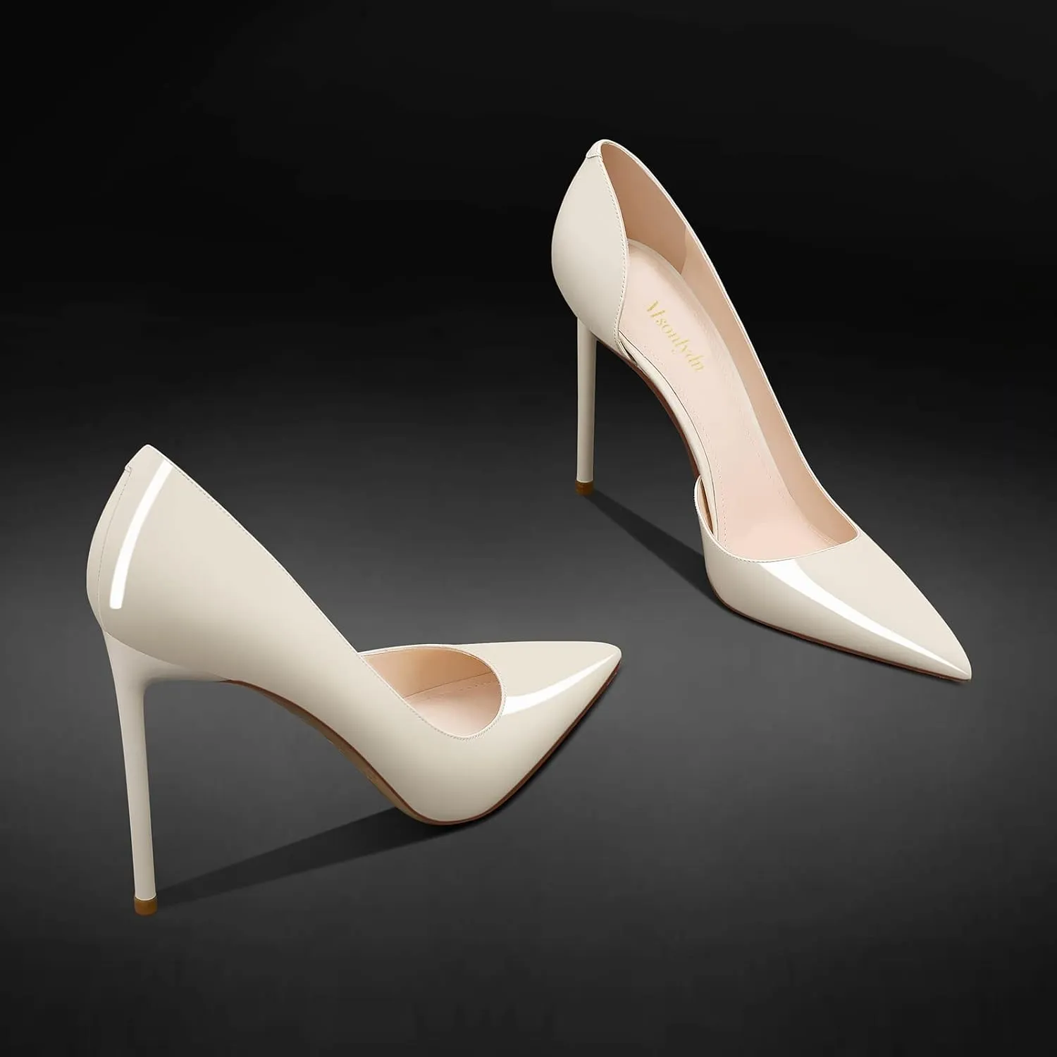 MSONLYDN Patent Heels Casual Women Leather Heels and Pumps Stiletto High Heels Pumps Comfortable Sexy for Wedding Shoes 4 inch