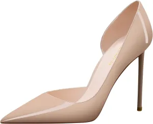 MSONLYDN Patent Heels Casual Women Leather Heels and Pumps Stiletto High Heels Pumps Comfortable Sexy for Wedding Shoes 4 inch