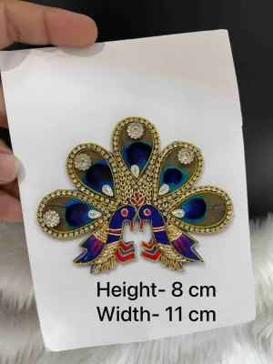 Multicoloured Handcrafted Peacock Design Patch – Embellished Applique with Feather & Stone Detailing