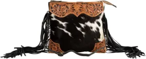 Myra Bag Cowhide Purse - Tumbleweed Trail Fringed Hand-Tooled Women's Western Gift Purses