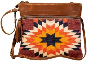 Myra Bag Sedona Crossbody Purse - Upcycled Woven Rug and Leather Mini Purses for Women, Travel Purses for Women, Mini Handbag