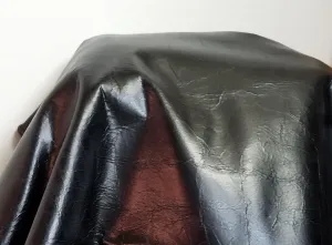 NAT Leathers Black Soft semi Glazed 2.5-3.0 mm 12 inch x 30 inch Cutting Nappa Soft Upholstery Handbag Cowhide Genuine Cow Leather Hide Skin (12"x30")
