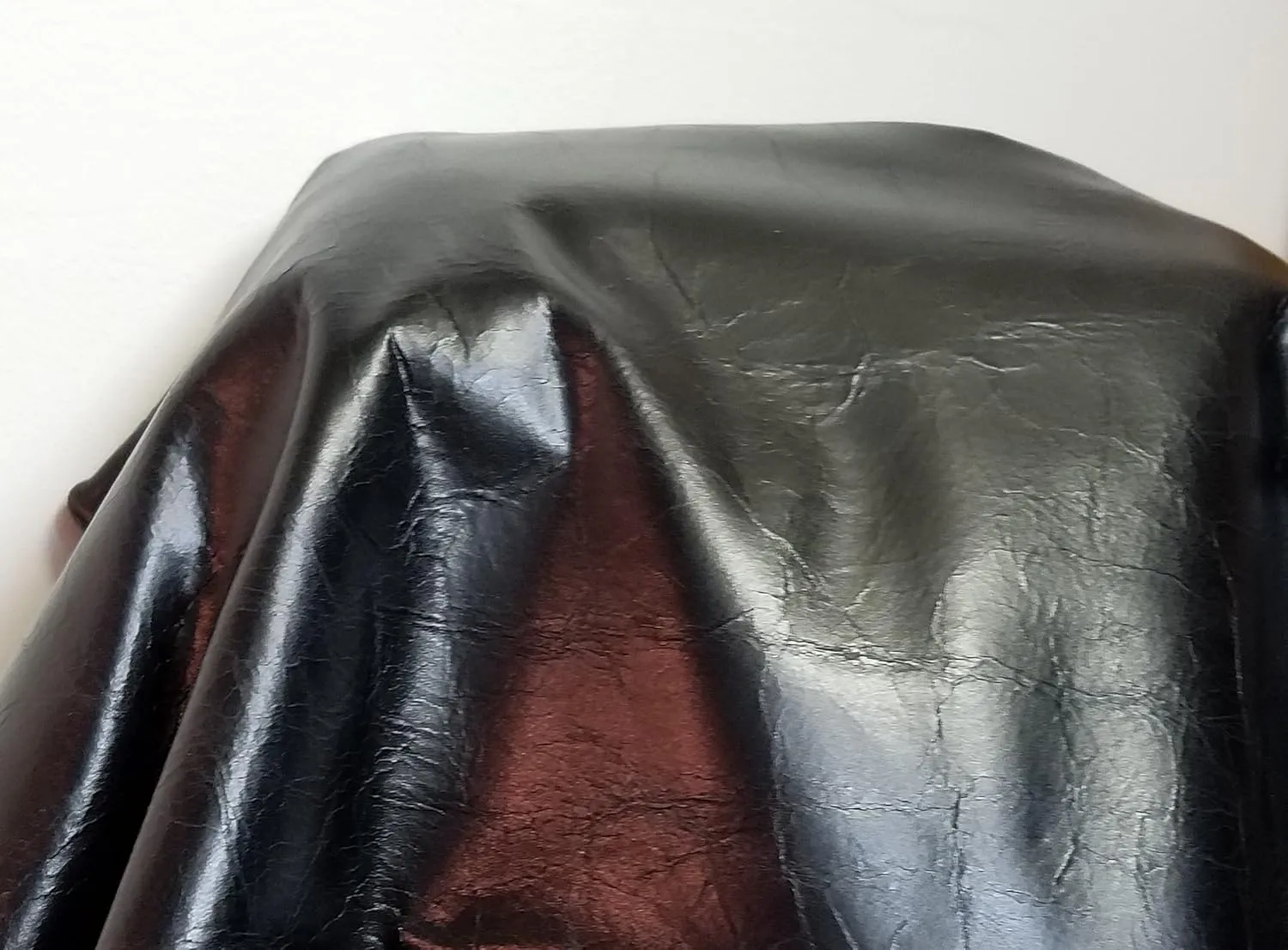 NAT Leathers Black Soft semi Glazed 2.5-3.0 mm 12 inch x 30 inch Cutting Nappa Soft Upholstery Handbag Cowhide Genuine Cow Leather Hide Skin (12"x30")