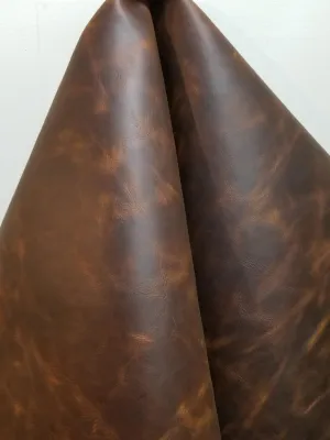 NAT Leathers Brown Crazy Horse Vegetable Tanned 4.0-5.0 oz Smooth Waxy Oil Pullup Crafting Cowhide Genuine Leather Hide Skin Overall Size is About 24 inches x 48 inches (10-13 sq.ft. (Half Hide)