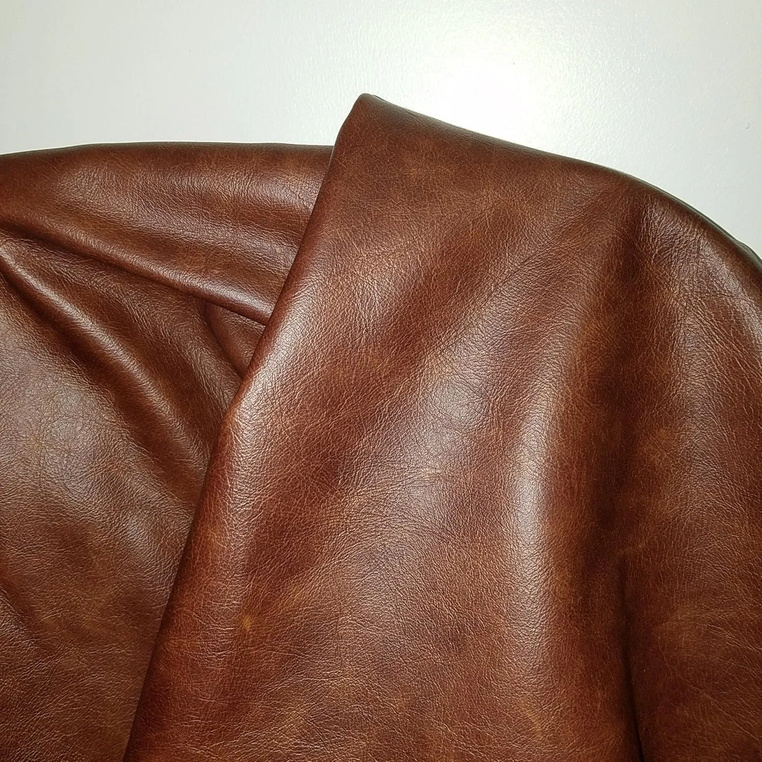 NAT Leathers™ Brown Tan Cognac 22 to 24 Square Feet (22-24 Sq.ft (32"x55")) Weekender Two Tone Soft Upholstery Chap Italian Cowhide Genuine Leather Hide Large Cow Skin