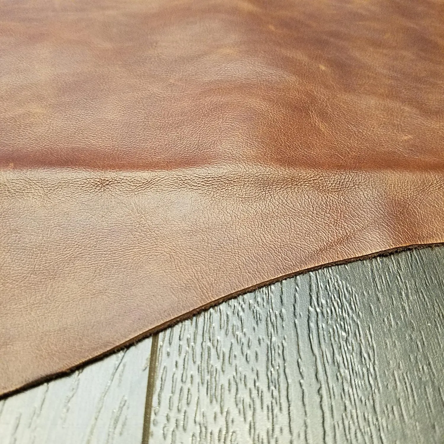 NAT Leathers™ Brown Tan Cognac 22 to 24 Square Feet (22-24 Sq.ft (32"x55")) Weekender Two Tone Soft Upholstery Chap Italian Cowhide Genuine Leather Hide Large Cow Skin