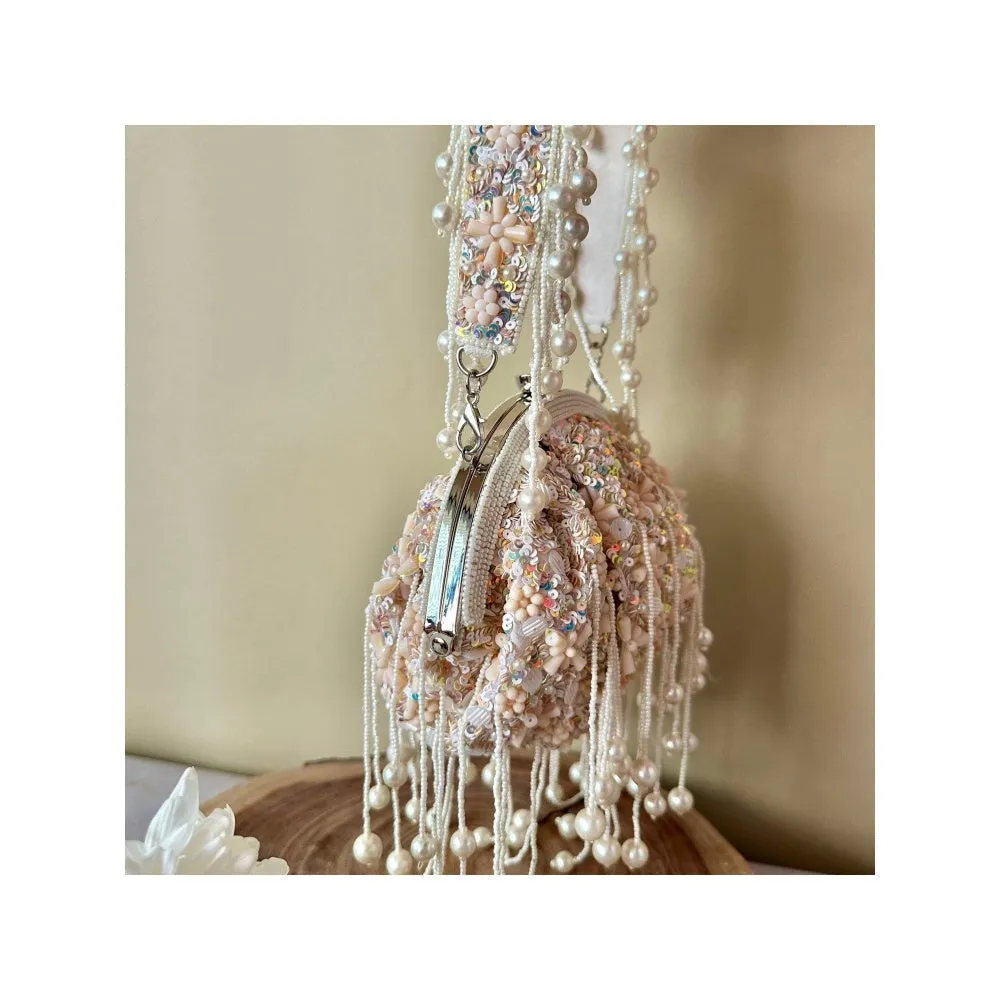Nayaab by Sonia Off-White Sequin Enchantment Clutch for Women