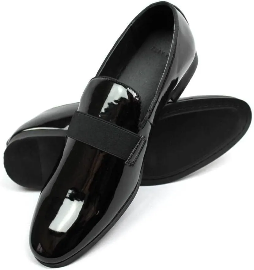New Men's Black Patent Leather Tuxedo Slip on Dress Shoes by Azar