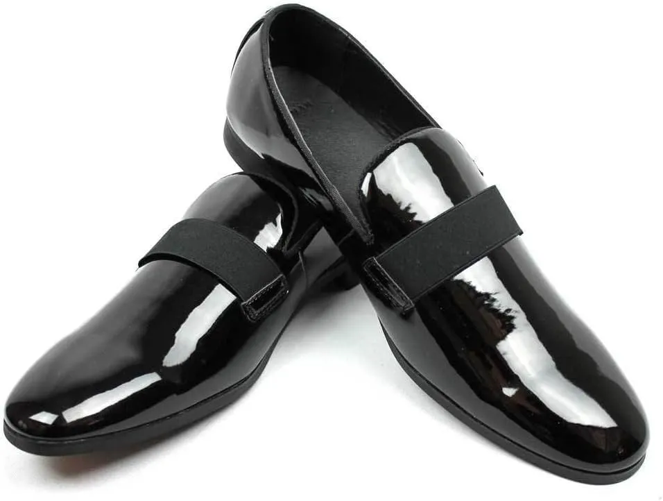 New Men's Black Patent Leather Tuxedo Slip on Dress Shoes by Azar