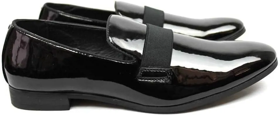 New Men's Black Patent Leather Tuxedo Slip on Dress Shoes by Azar