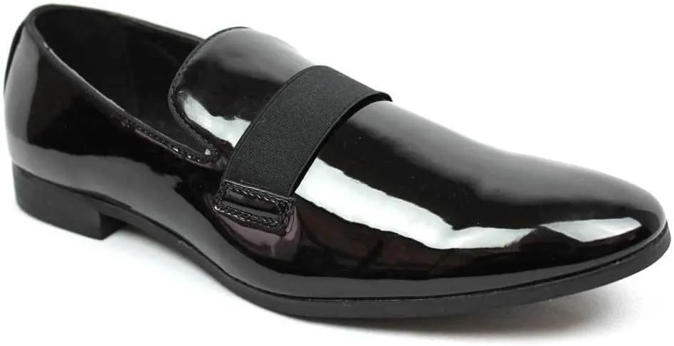 New Men's Black Patent Leather Tuxedo Slip on Dress Shoes by Azar