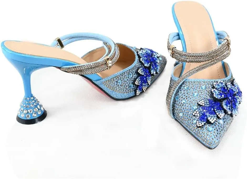 Nigerian Artisan Crafted Shoe Bag Duo Rhinestone Wedding Heels Italian Design Accessories