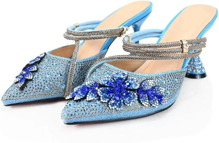 Nigerian Artisan Crafted Shoe Bag Duo Rhinestone Wedding Heels Italian Design Accessories