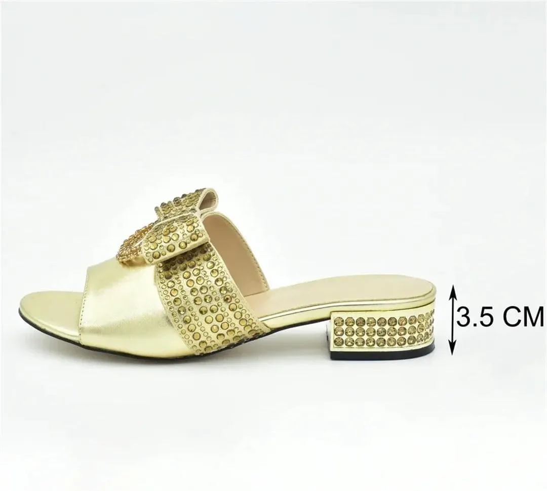 Nigerian Style Crystal Wedding Shoes Bag Set Rhinestone Bridal Party Pumps with Matching Evening Purse