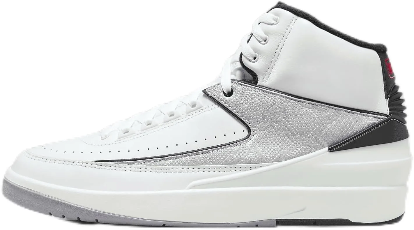 NIKE Air Jordan 2 Retro Python Mens (DR8884-102, White/Black/Sail/Fire Red) Size 11.5