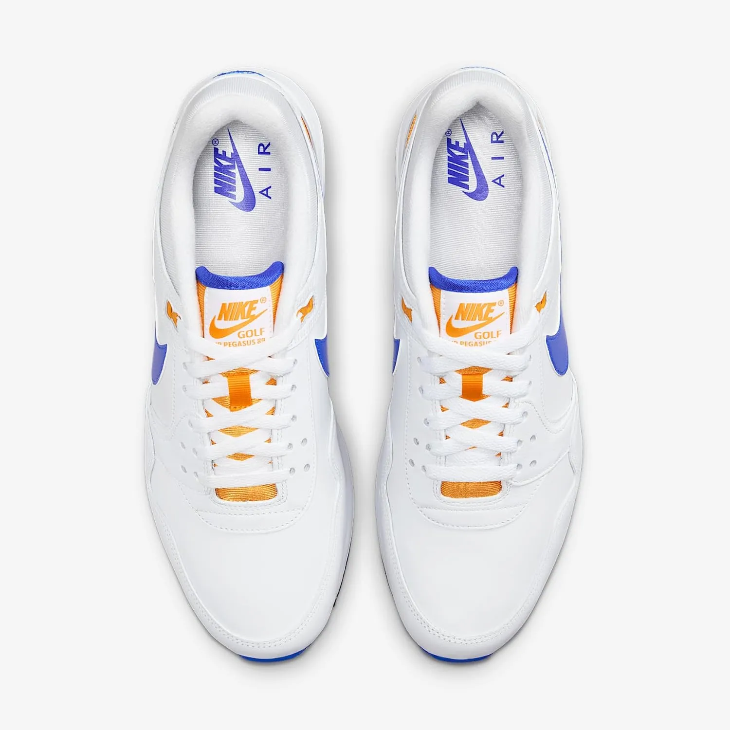 Nike Air Pegasus '89 G Golf Shoes (HV3866-101, White/Orange Peel/Black/Racer Blue)