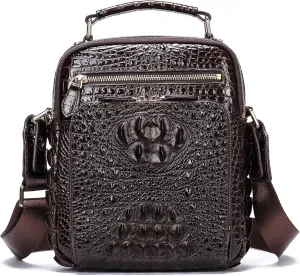 NIUCUNZH Crocodile Small Messenger Bag, Designer Leather Crossbody Man Purses and Bags
