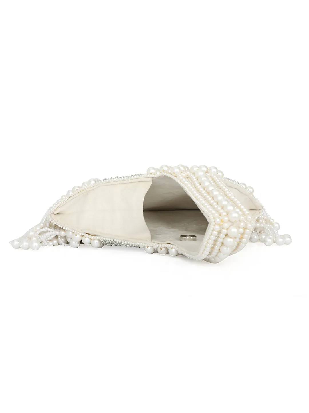 NR By Nidhi Rathi Beads Embellished Half Moon Clutch